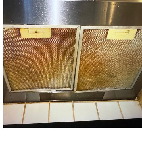Grease-stained extractor hood filters