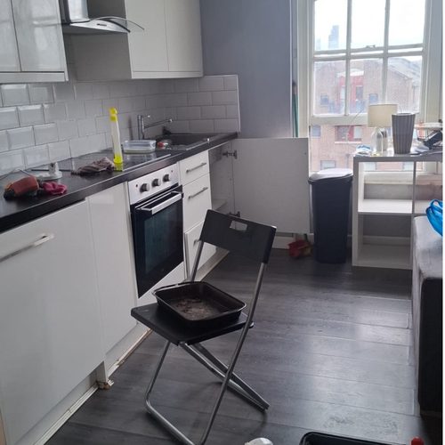 Messy kitchen with items everywhere